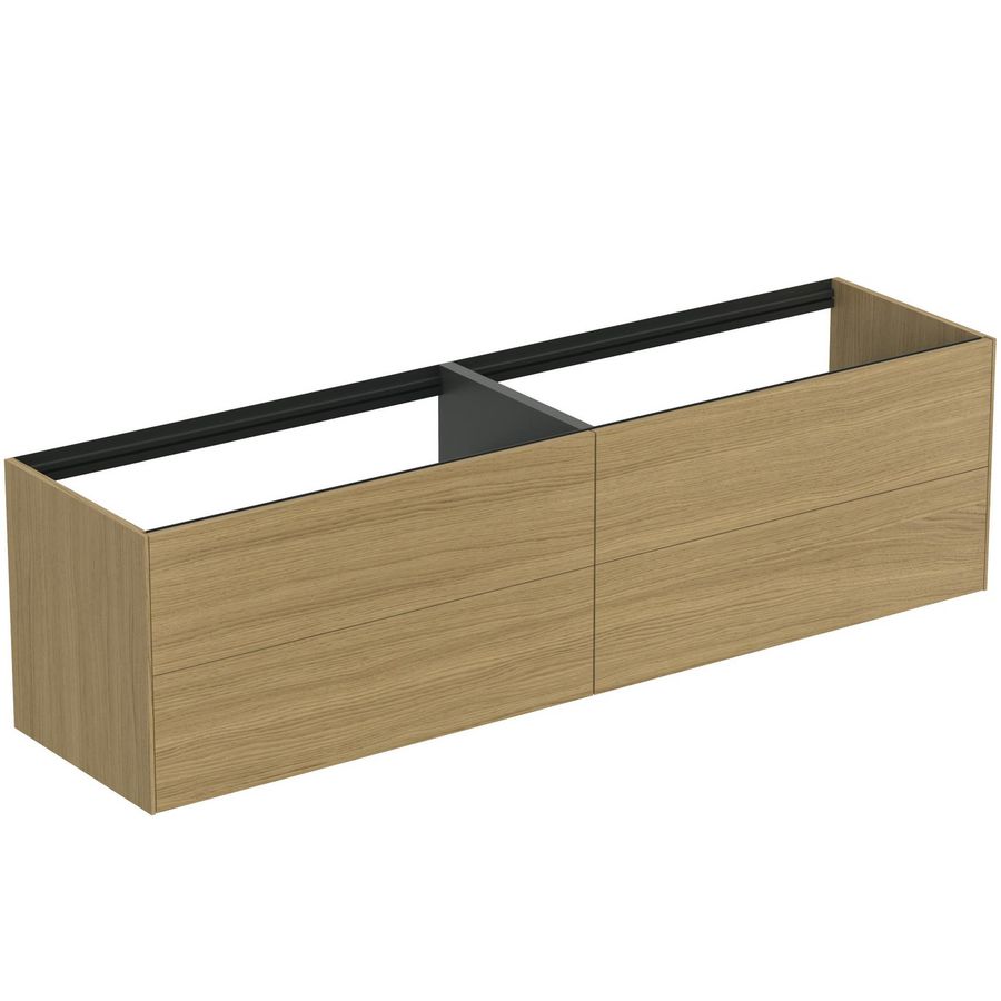 Conca wastafelmeubel 200x50x55cm 4 laden zonder afdekblad light oak