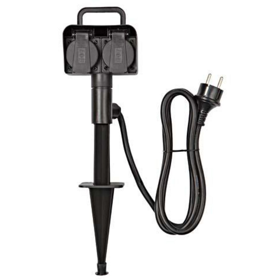 Spiescontactdoos / tuincontactdoos 2-voudig 16A 250V H07RN-F IP44 1,8mtr.