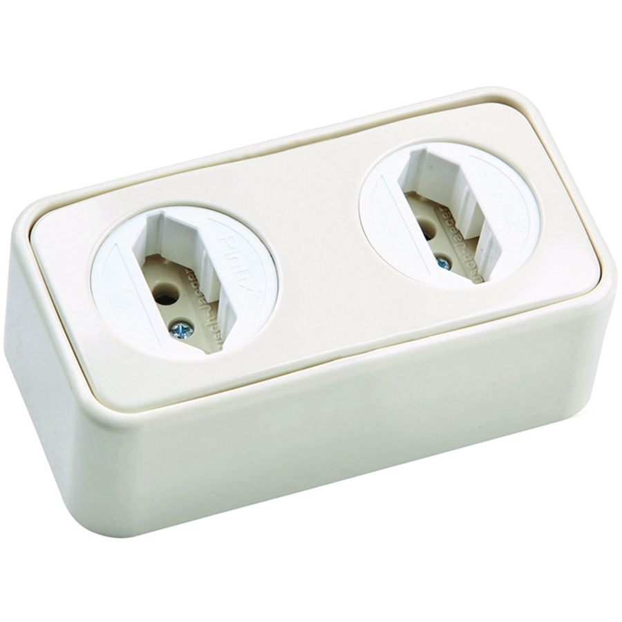 Stopcontact EURO dubbel te monteren op montageprofiel ZX29