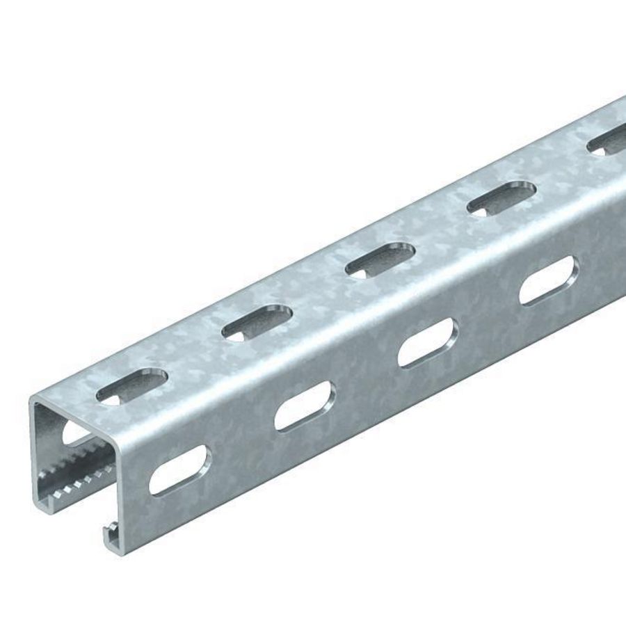 Lengte a 1m. profielrail zijperforatie sleuf 22mm 41x41mm staal themisch verzinkt