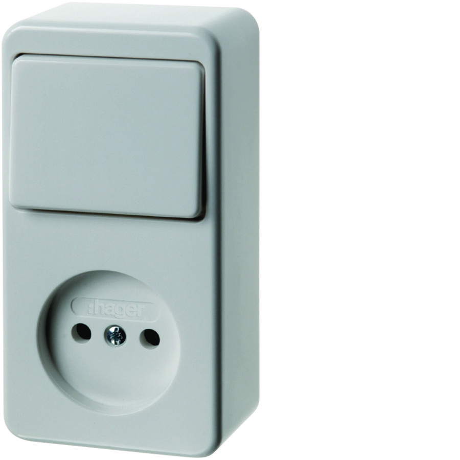 Wisselschakelaar+WCD z. aardcontact opbouwserie polarwit