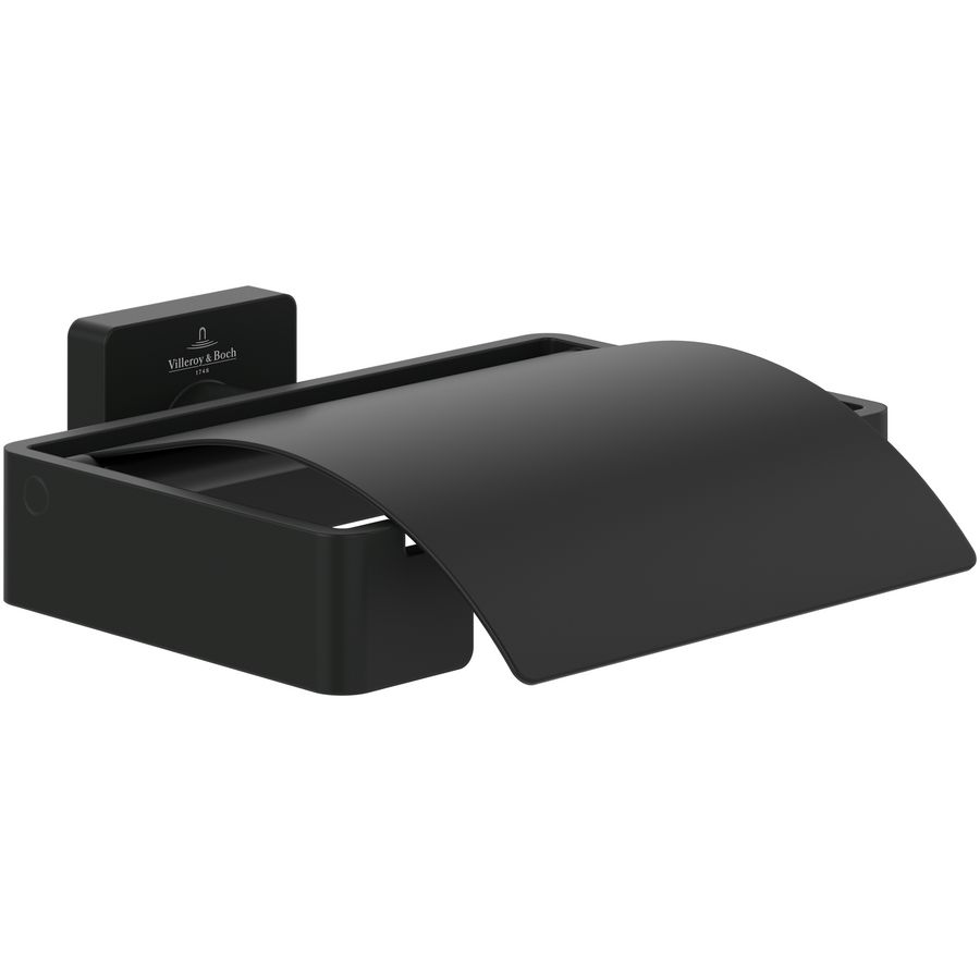 Toiletrolhouder met deksel Elements - Striking Matt Black