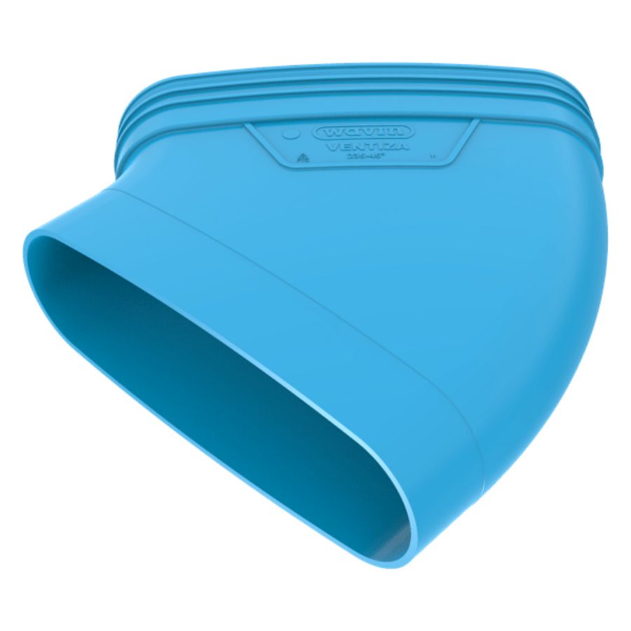 Bocht lijm 45° PVC luchtverdeelsysteem VENTIZA blauw (235x80mm) mof/spie
