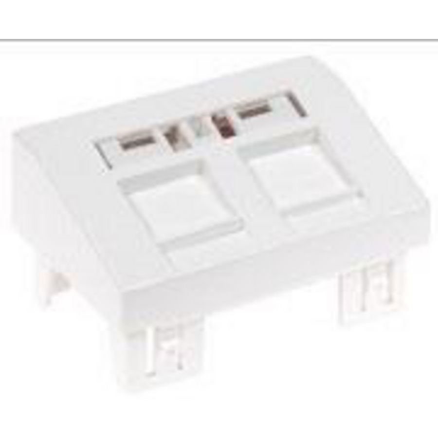 Datakap 2xRJ45 RAL9010 frame grijs 3 modulen incl.draagframe