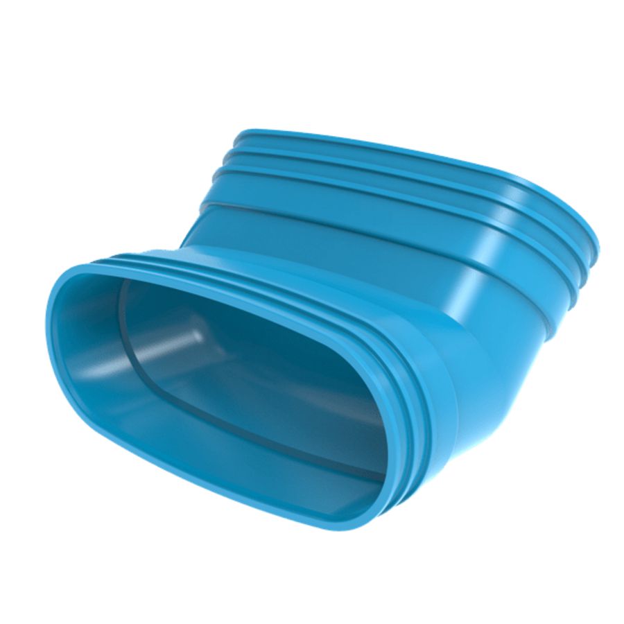 Staande bocht lijm 45° PVC luchtverdeelsysteem VENTIZA blauw (195x80mm) mof/mof