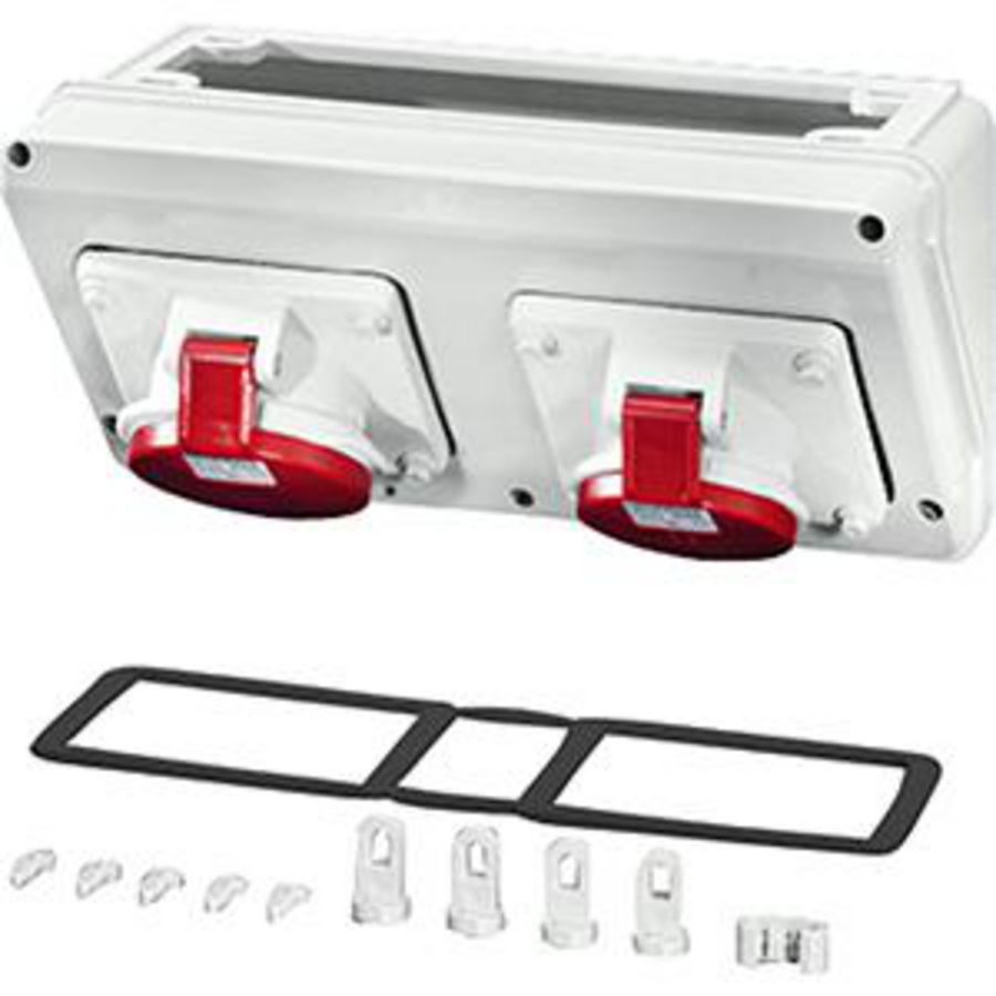 c.box IP44 1x16A en 1x32A 5p 400V 6h CEE Breedte 300mm