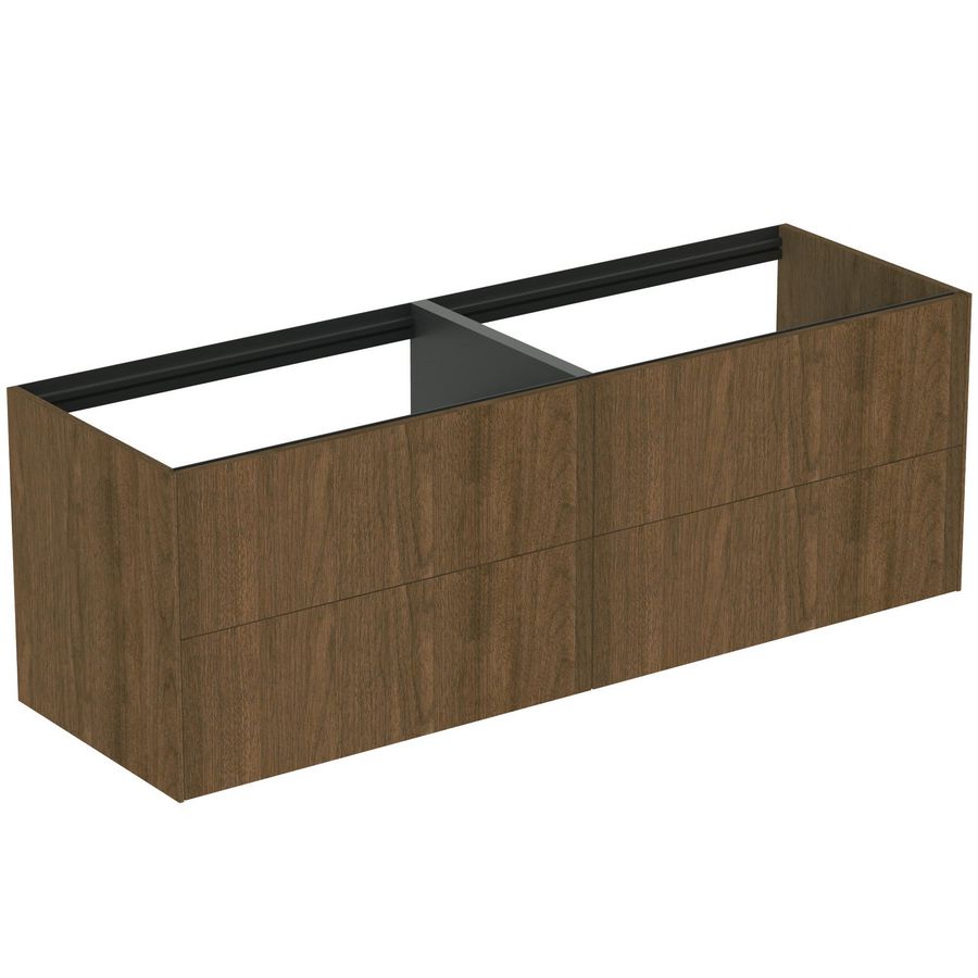Conca wastafelmeubel 160x50x55cm 4 laden zonder afdekblad dark walnut