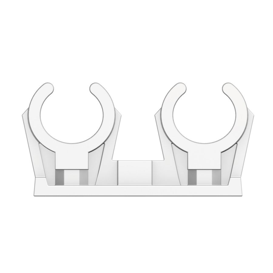 Kunststof beugel FLAMCOFIX dubbel KSD Ø22mm wit  met moer M6 Fastfix VVE=50