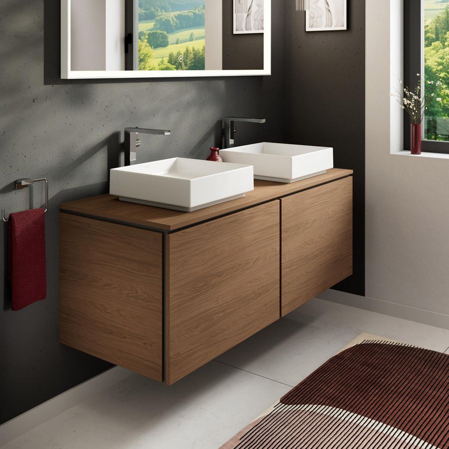 Badmeubel Xilesa E 1375/550 2 lade waskom/opzetwastafel CAO