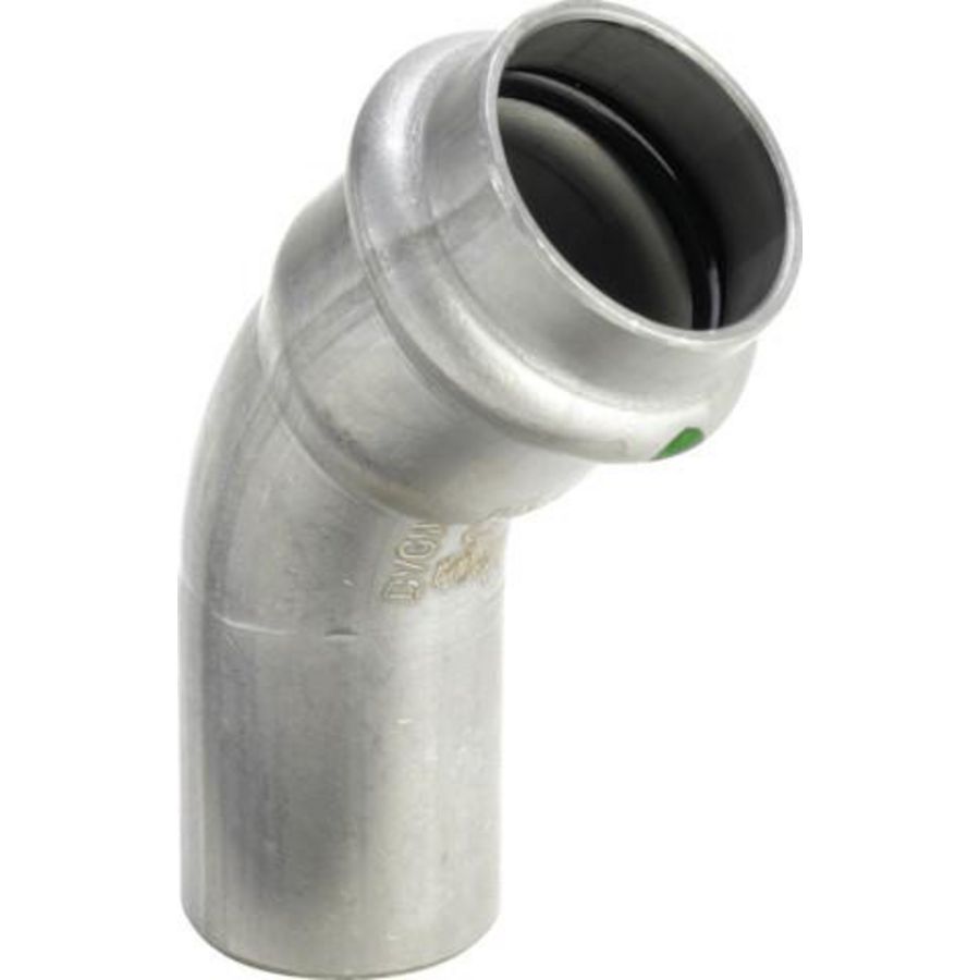 Insteekbocht 45° SANPRESS Inox spie x persaansluiting 54mm