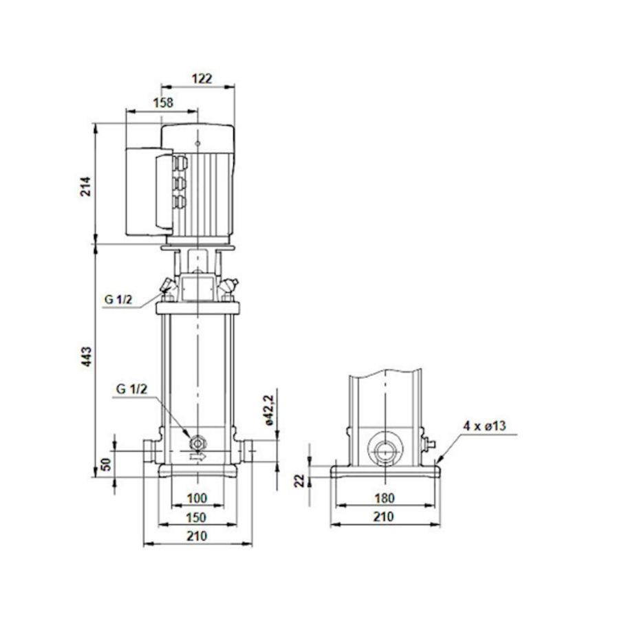 Centrifugaalpomp CRNE1-13 A-P-G-E-HQQE 1x200-240 60HZ