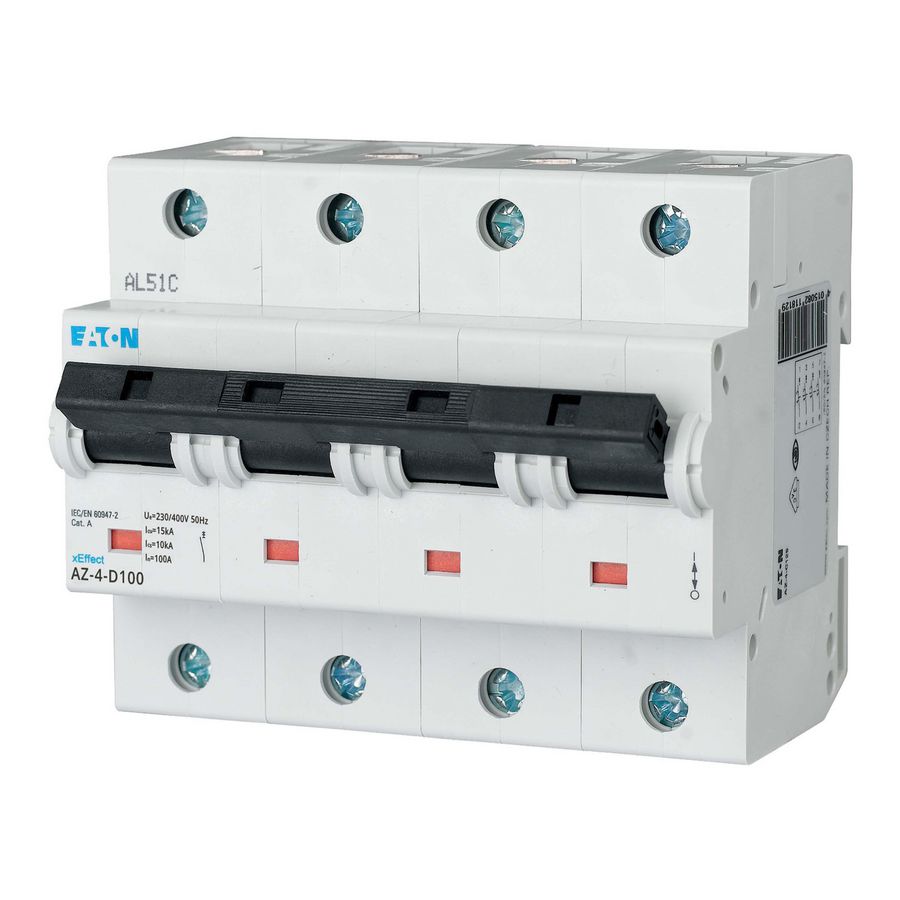 installatieautomaat (MCB) AZ D-karakteristiek 100A 4-polig 15kA