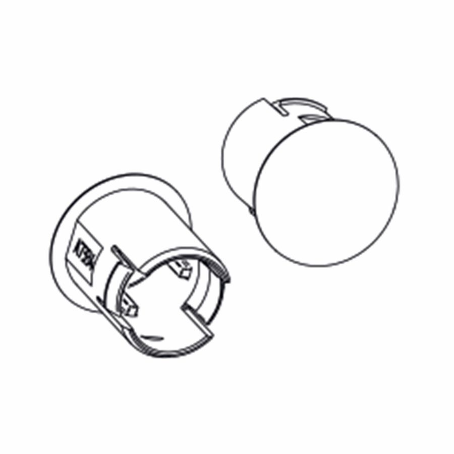 Grijze kunststof afdekdop re hol van binnen