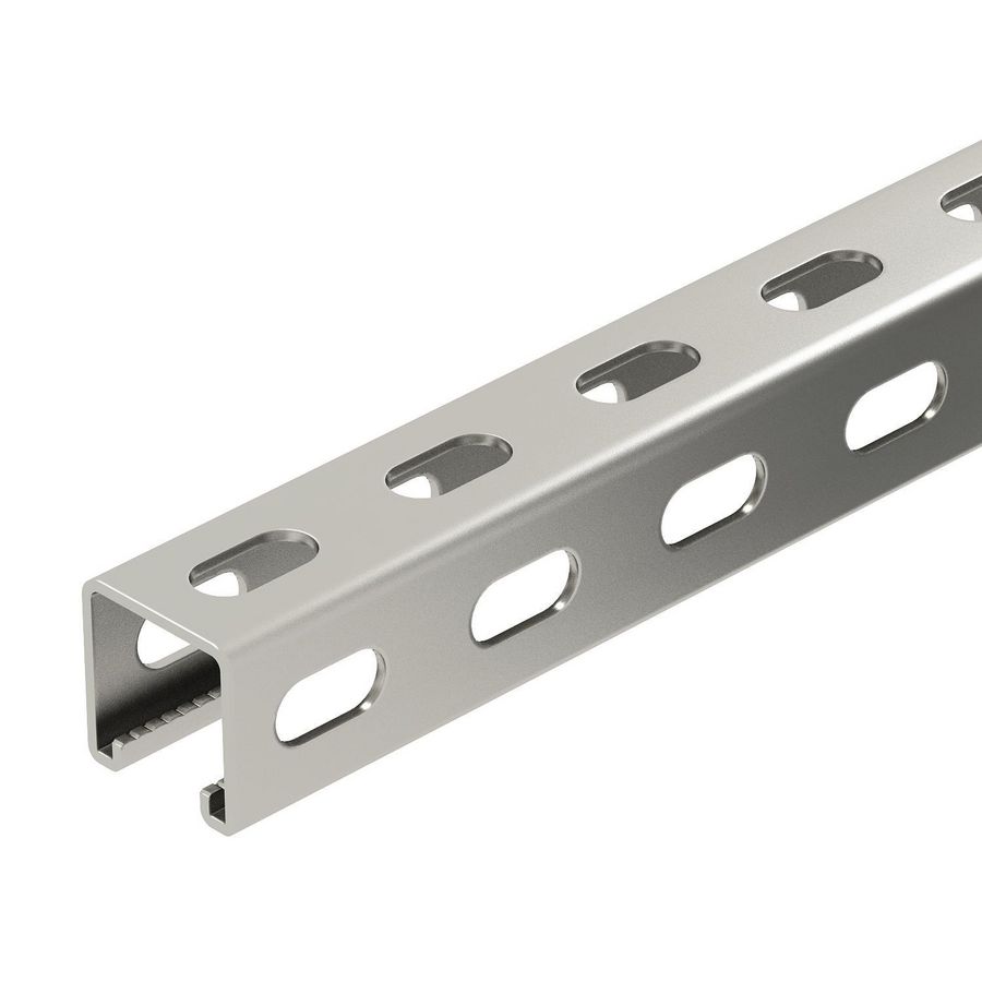 Lengte a 1m. profielrail zijperforatie sleuf 22mm 41x41mm rvs