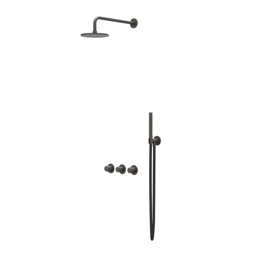 Regendoucheset inb CONCORD rvs geborsteld carbon black CSC4ICBAACB
