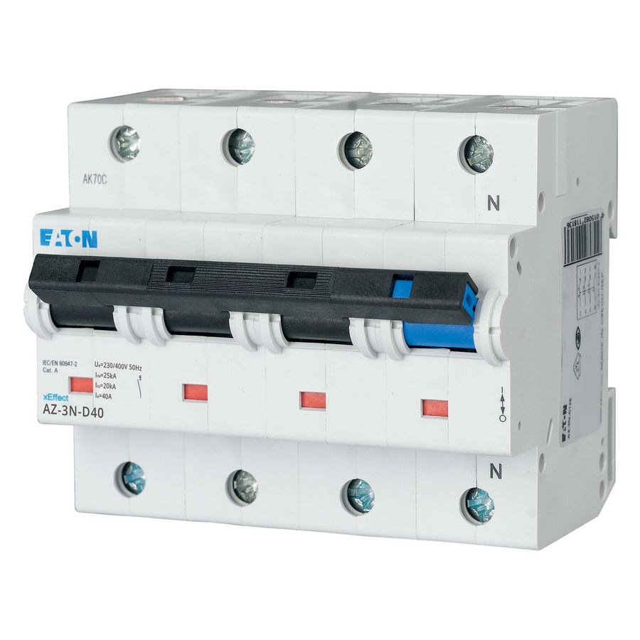 installatieautomaat (MCB) AZ D-karakteristiek 40A 3-polig + Nul 25kA