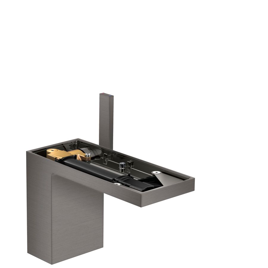 1-hendel wastafelkraan 110 PushOpen waste set zonde plaat Brushed Black Chrome AX MyEdition