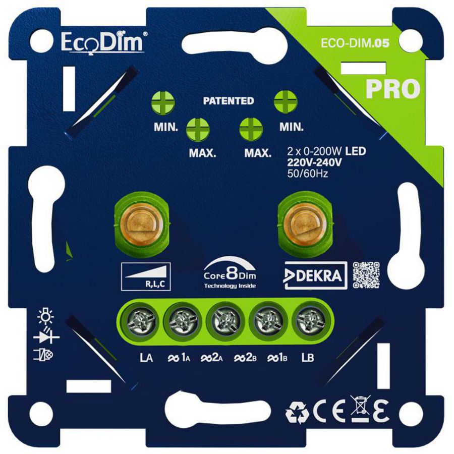 LED dimmer 2x0-200W RLC 05 PRO universeel fase aan- afsn.