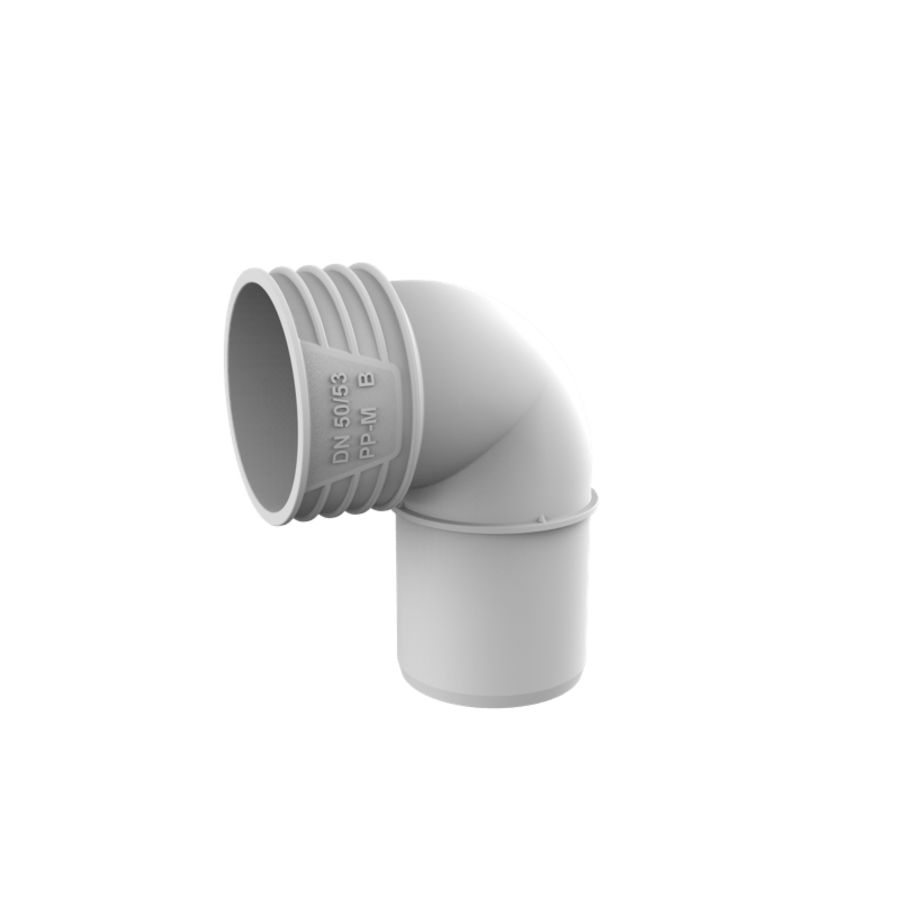 Overgangsstuk haaks PP AS+ geluidsarm lichtgrijs 53mmx50mm mof x spie