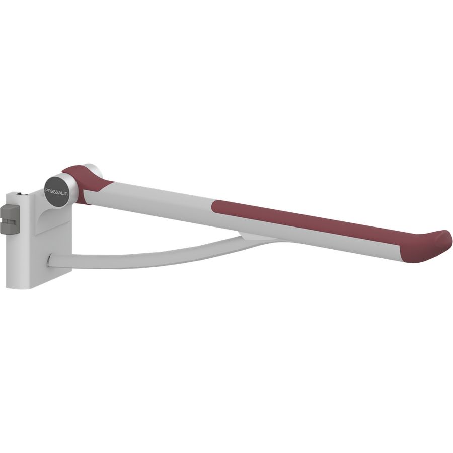 Toiletsteun verstelbaar links v. montage op wandrail 700mm PLUS rood