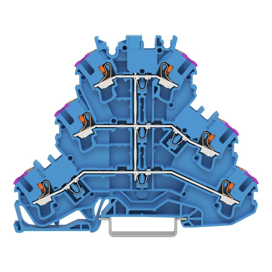 3-etageklem Met Druk 6-draads rijg blauw 2202-3209 VVE=50