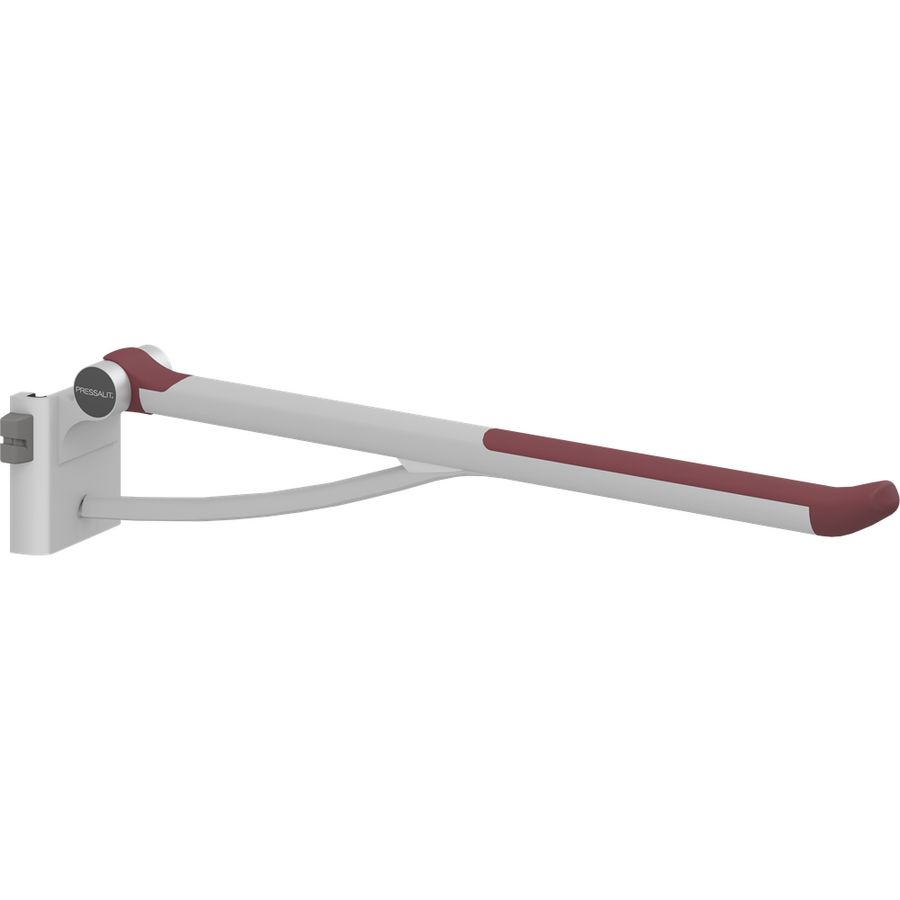 Toiletsteun verstelbaar links v. montage op wandrail 850mm PLUS rood