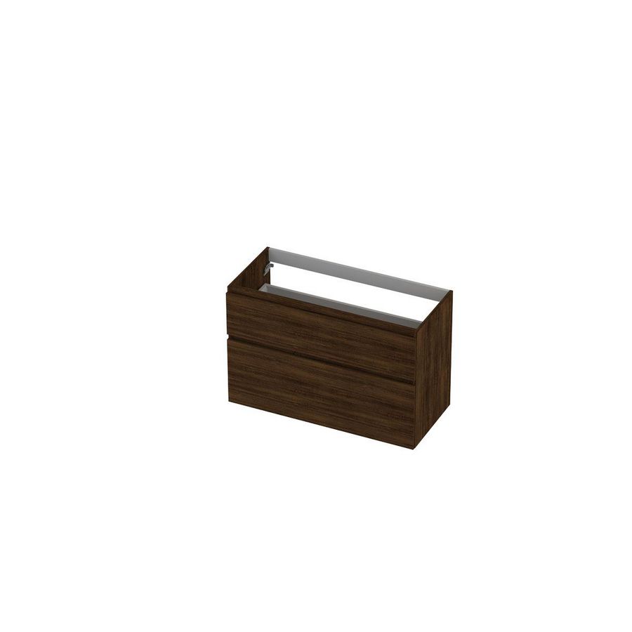 INK onderkast 2 laden greeploos hout decor houten keerlijst a-sym. Koper eik 100x45x65cm (bxdxh)