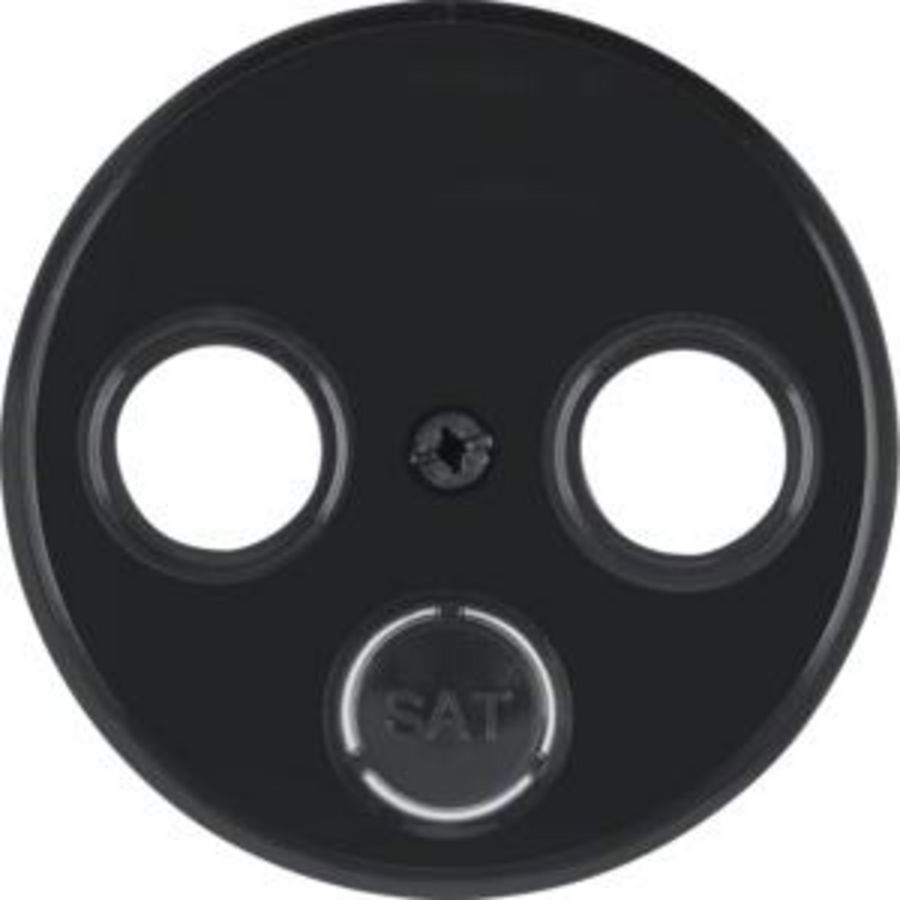 Afdek. antennecontactdoos 2 uitsparingen berker R.1/R.3/R.8 zwart