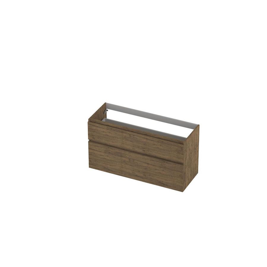 INK onderkast 2 laden greeploos hout decor houten keerlijst a-sym. naturel eiken 120x45x65cm (bxdxh)