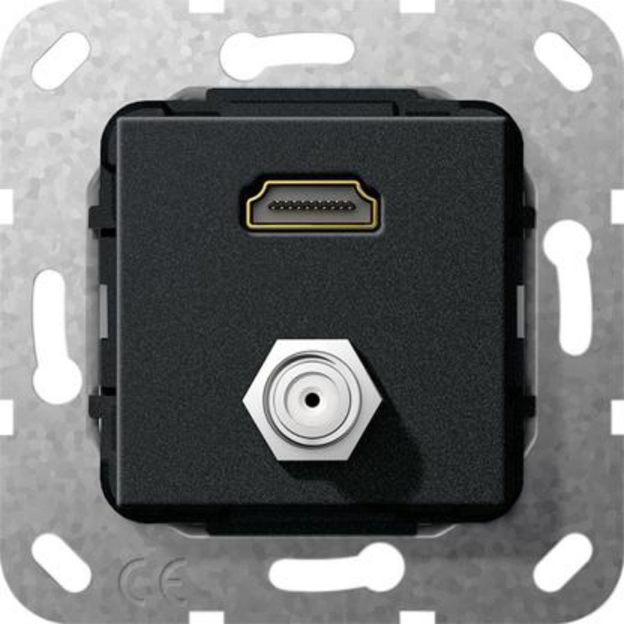 HDMI SAT F-bus kppl. Basiselement zwart m