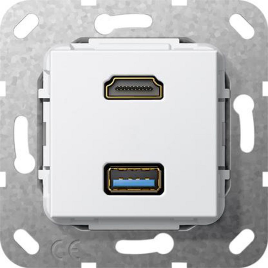 HDMI USB 3.0 A kppl. Basiselement zuiver wit