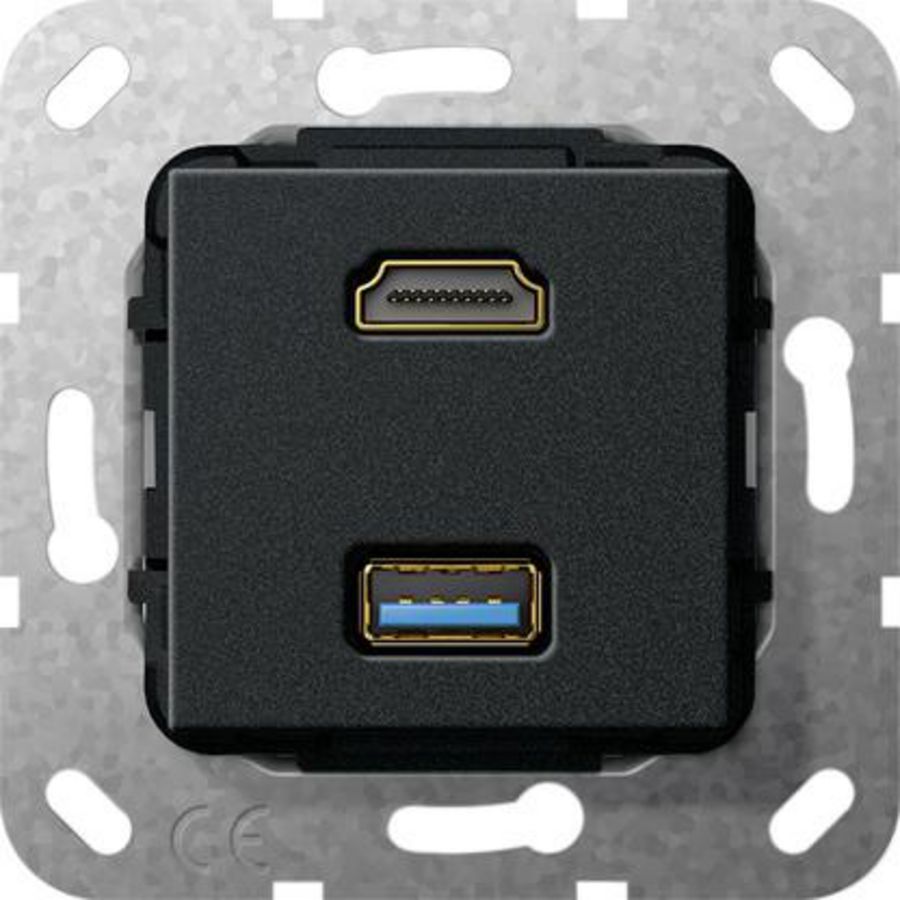 HDMI USB 3.0 A kppl. Basiselement zwart m