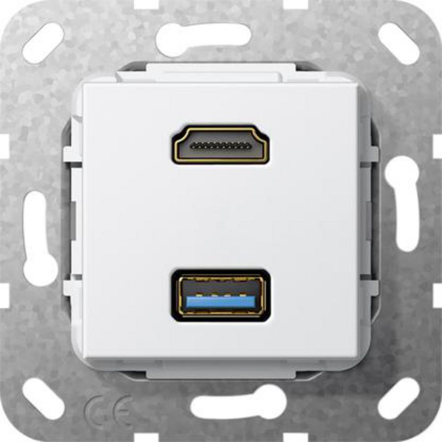 HDMI USB 3.0 A verloopkabel Basiselement zuiver wit
