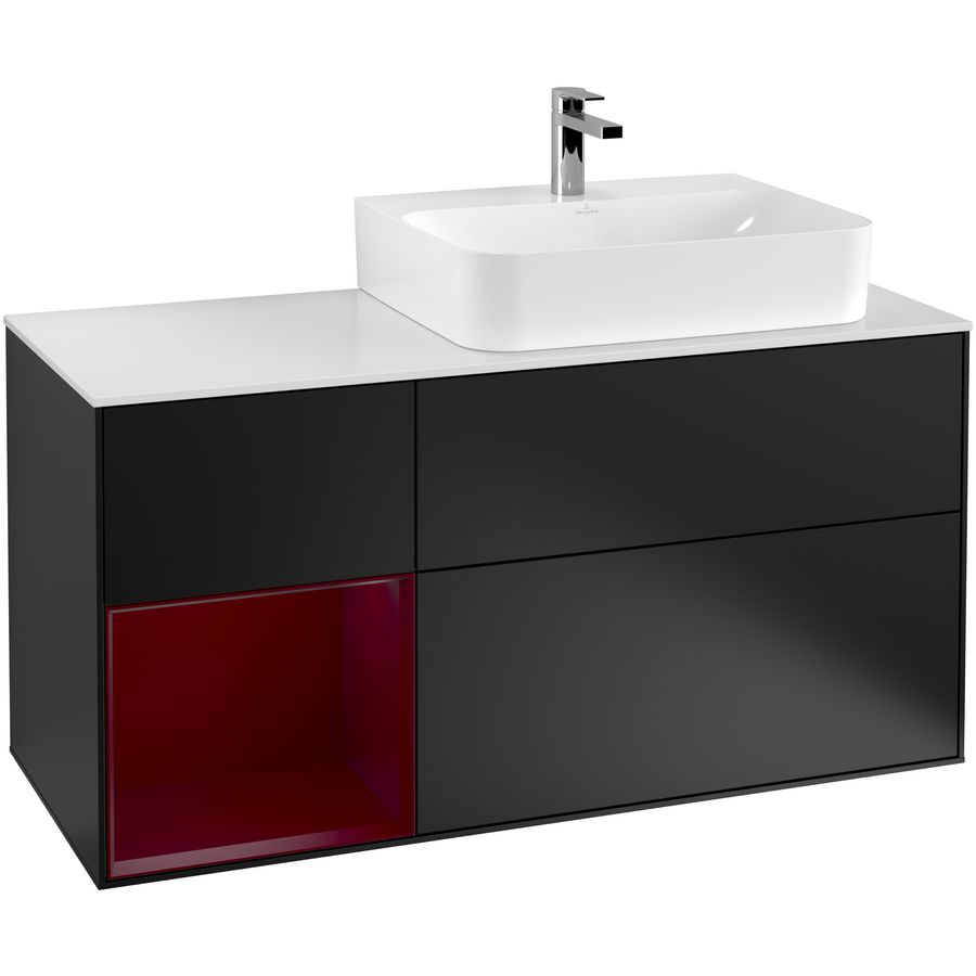 Wastafelonderkast Finion 1200x603x501mm Black Matt Lacquer F141HBPD