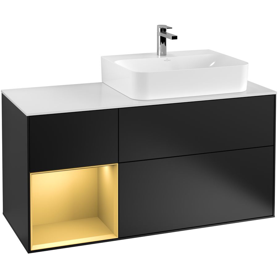 Wastafelonderkast Finion 1200x603x501mm Black Matt Lacquer F141HFPD