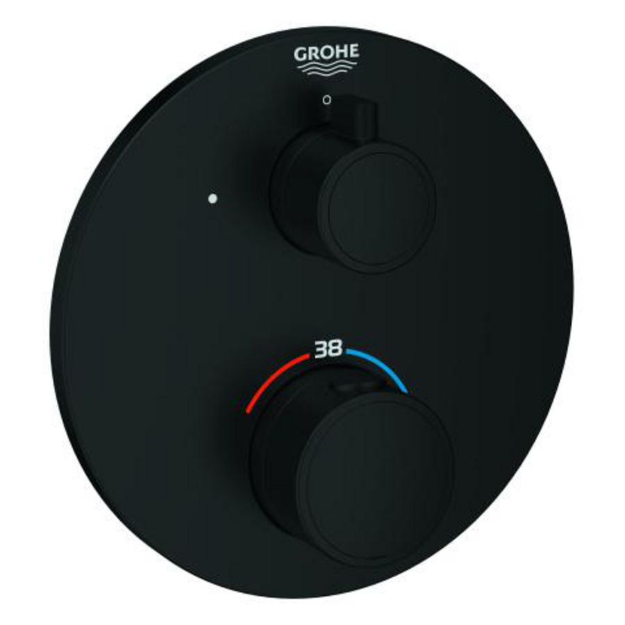 Afbouwdeel Grohtherm rond zonder omstel Matte Black (mat zwart) (prof) excl. inbouwdeel