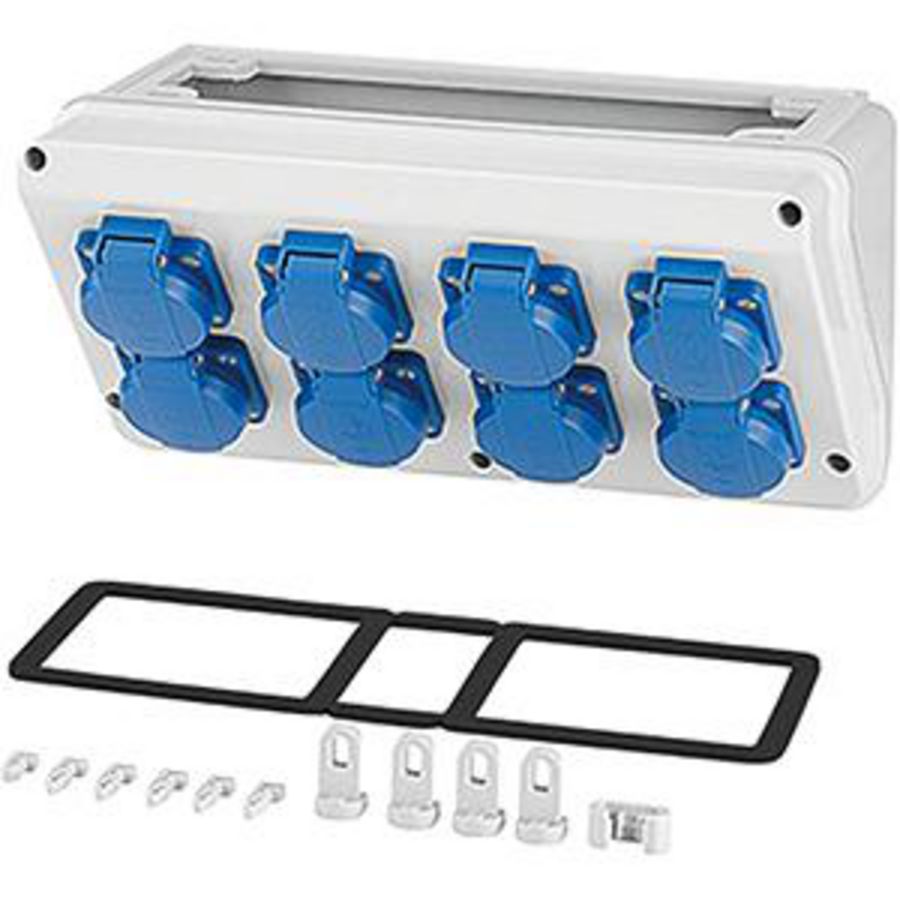 Mi Connectionbox IP44 8x16A 2p+PE 230V Schuko Breedte 300mm