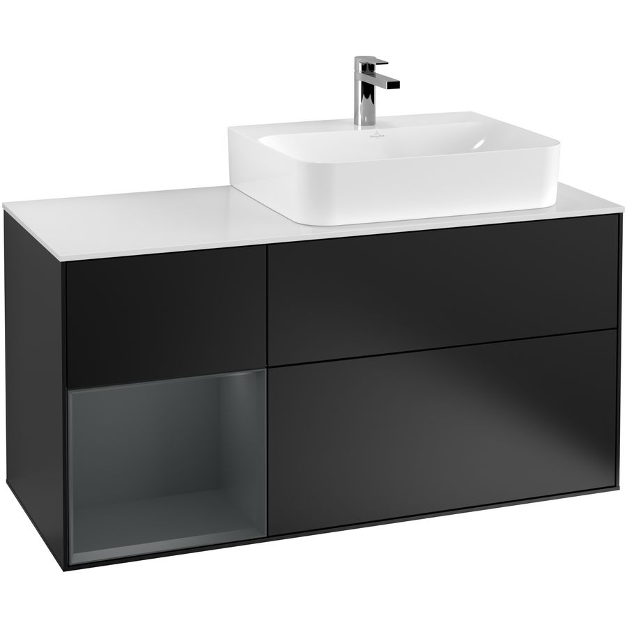 Wastafelonderkast Finion 1200x603x501mm Black Matt Lacquer F141HGPD