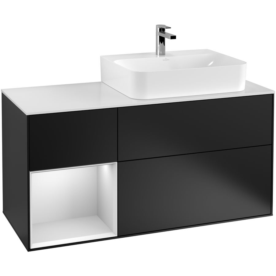 Wastafelonderkast Finion 1200x603x501mm Black Matt Lacquer F141MTPD