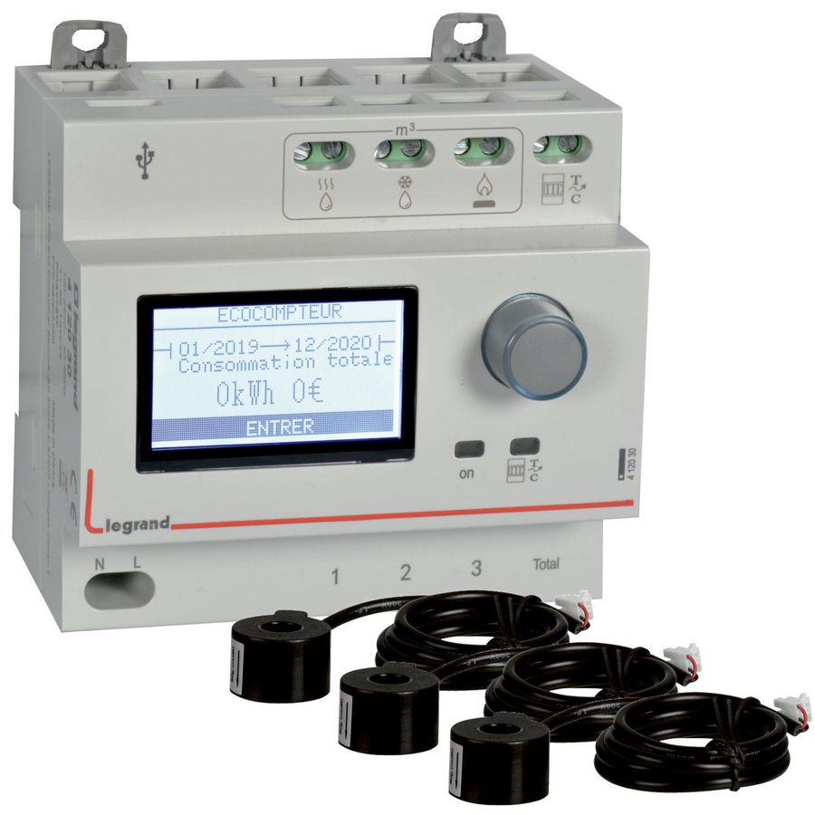 Electriciteitsmeter Ecoteller standaard 5 kringen+3 torussen