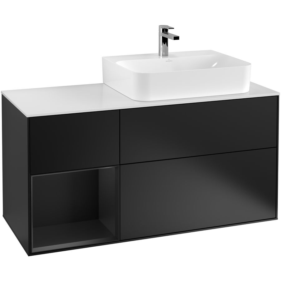 Wastafelonderkast Finion 1200x603x501mm Black Matt Lacquer F141PDPD