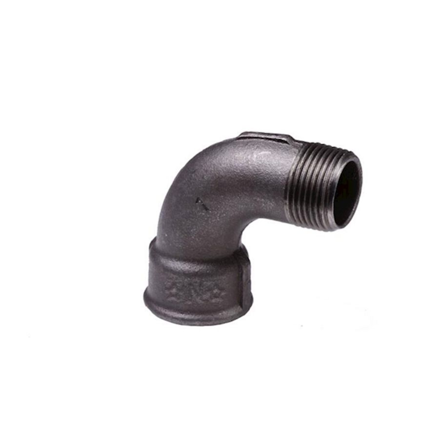 Bochtkoppeling 90° mallea. nr.1 zwart 21/2" bn.xbt.
