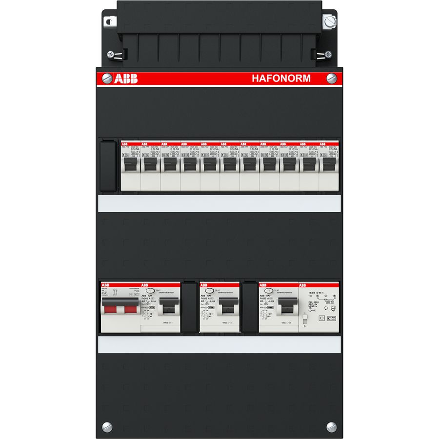 Installatiekast 11x achter 3x 30mA + T + HS 1-f