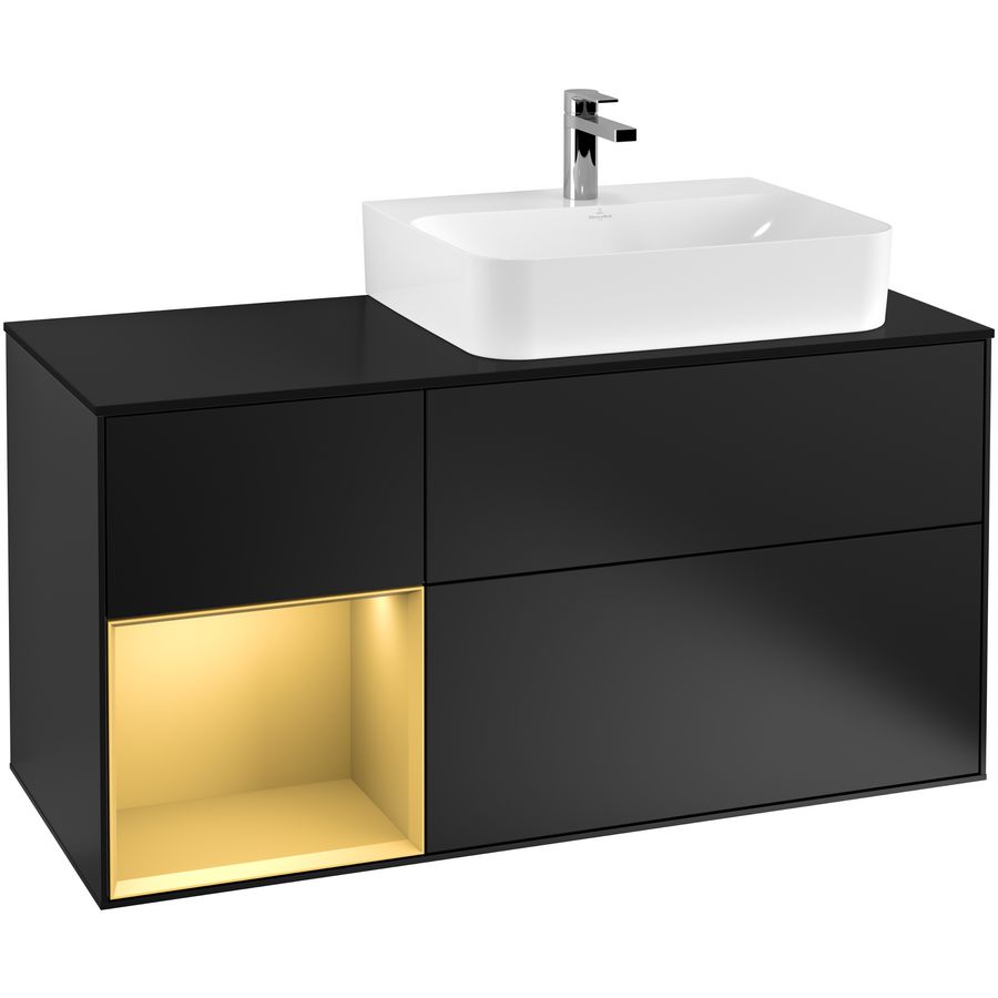 Wastafelonderkast Finion 1200x603x501mm Black Matt Lacquer F142HFPD