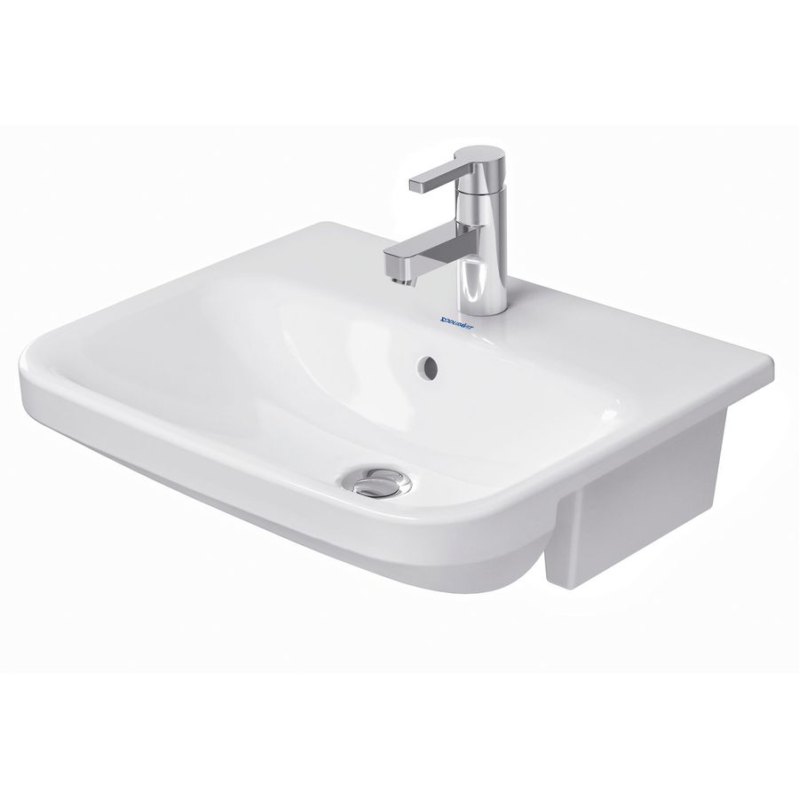 DURASTYLE #037555 halfinbouwwastafel 550mm wit met kraangat met overloop