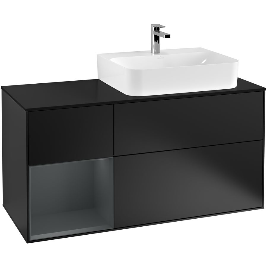 Wastafelonderkast Finion 1200x603x501mm Black Matt Lacquer F142HGPD