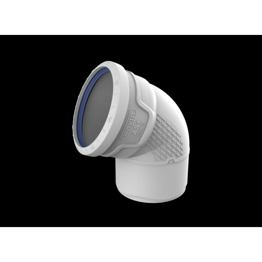 Bocht PP AS+ geluidsarm 67° lichtgrijs 50mm mof x spie
