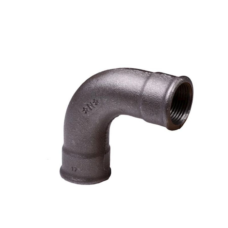 Bochtkoppeling 90° malleabel nr.2 zwart 2"bn.
