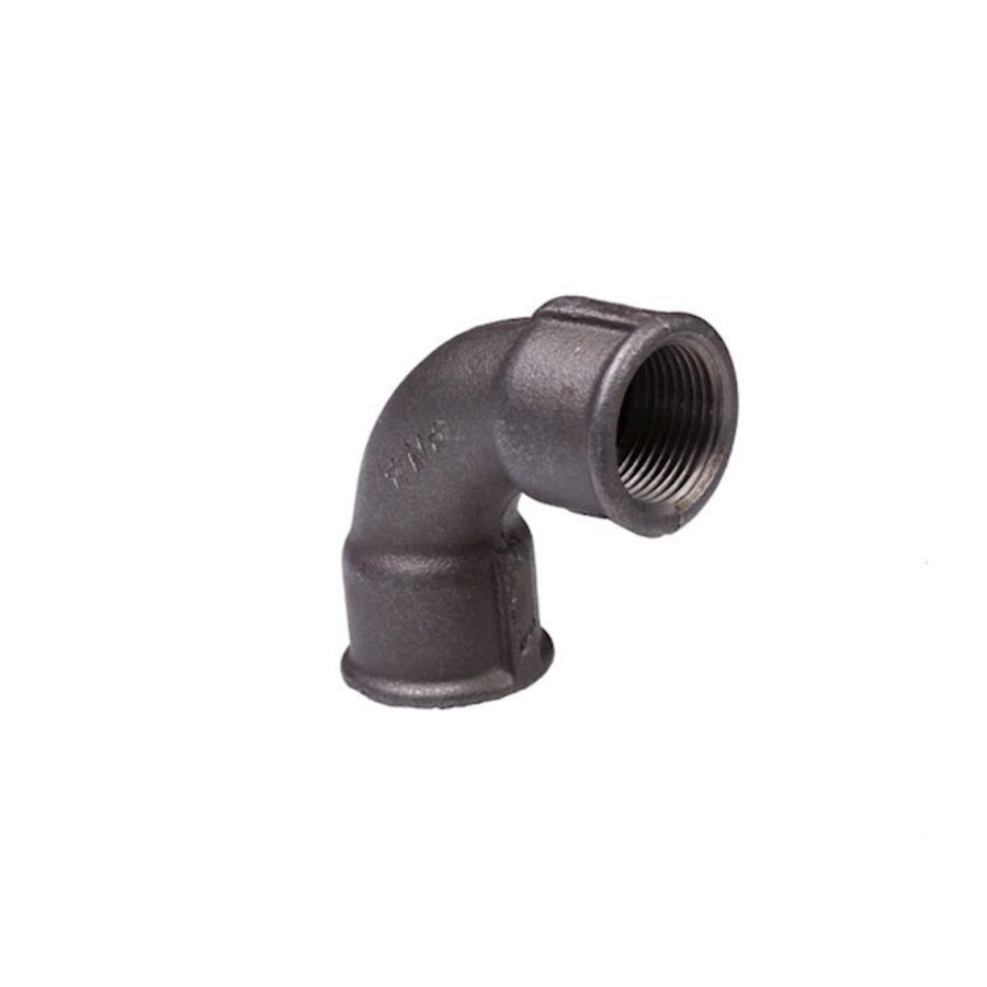 Bochtkoppeling 90° malleabel nr.2 zwart 21/2"bn.