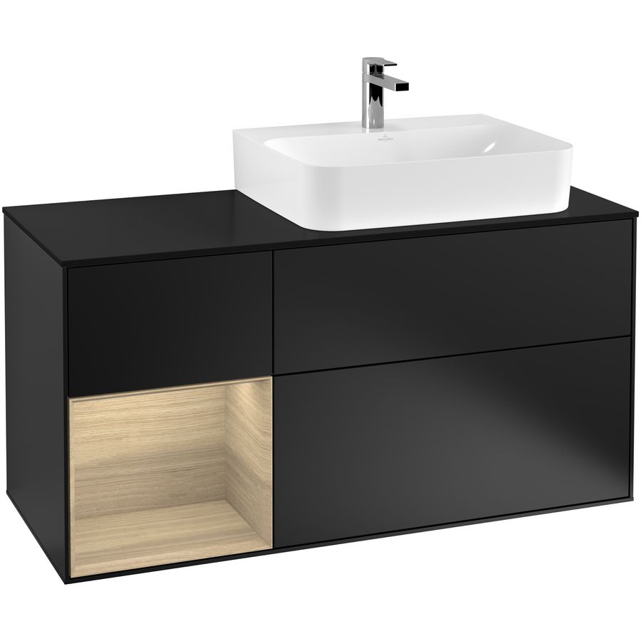 Wastafelonderkast Finion 1200x603x501mm Black Matt Lacquer F142PCPD